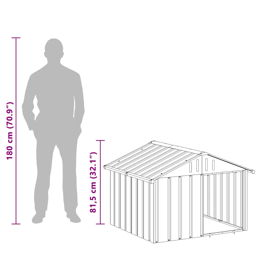 Dog House Grey 116.5x103x81.5 cm Galvanised Steel