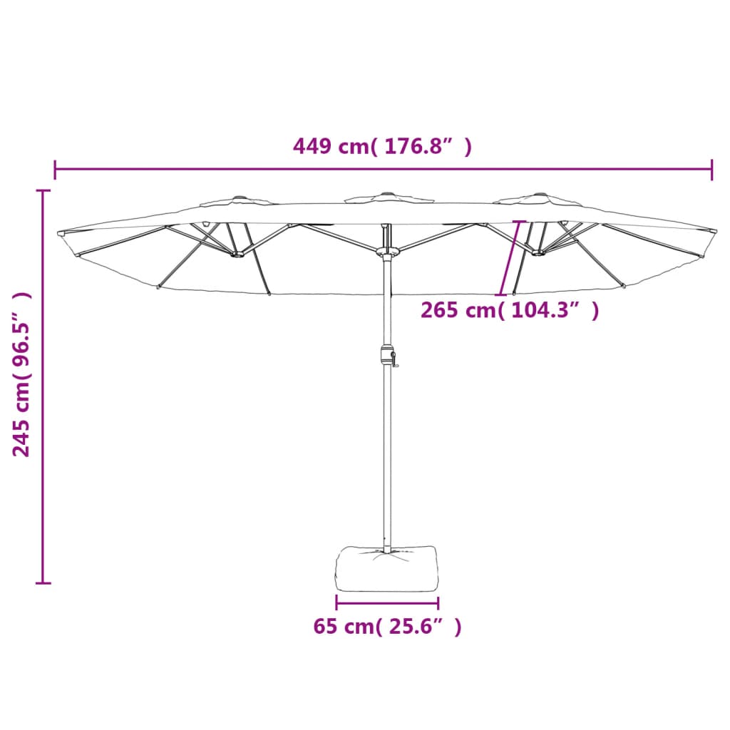 Double-Head Parasol Anthracite 449x265 cm