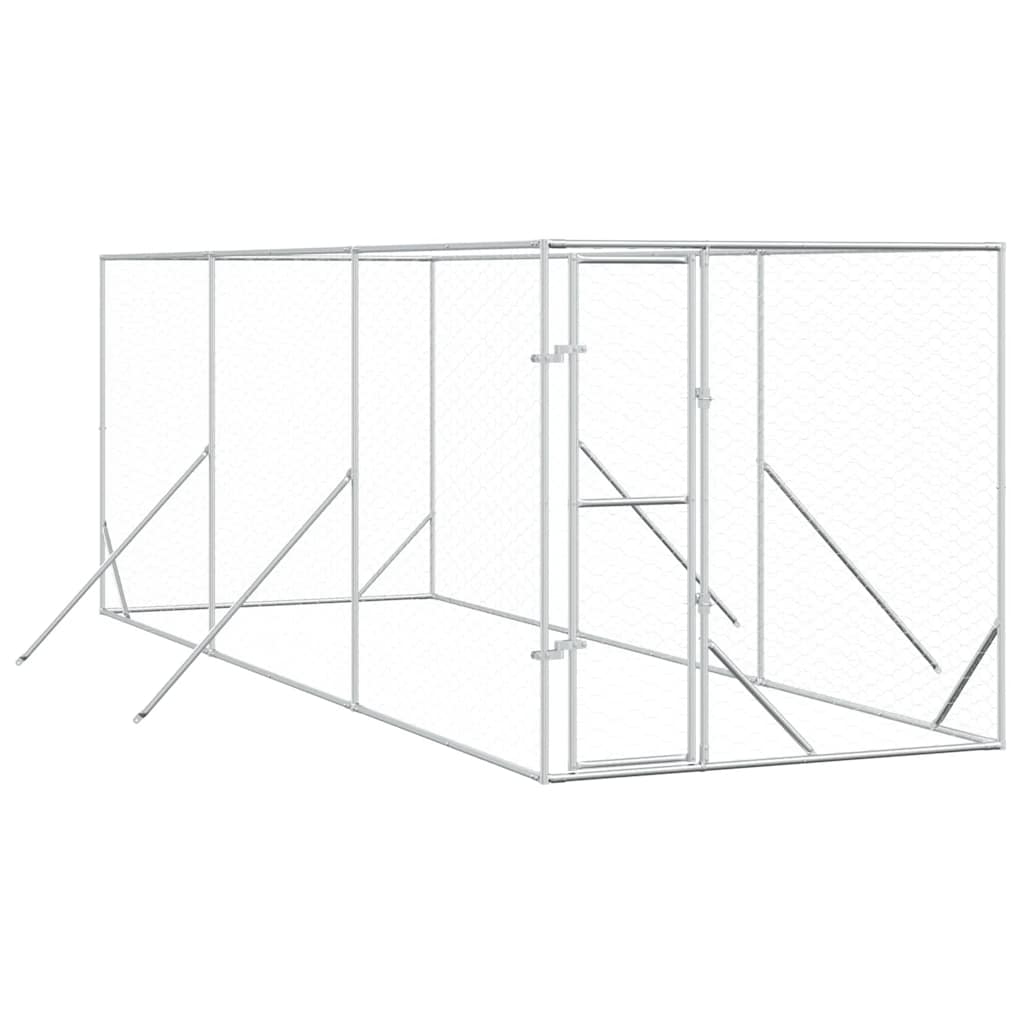 Outdoor Dog Kennel Silver 2x6x2 m Galvanised Steel