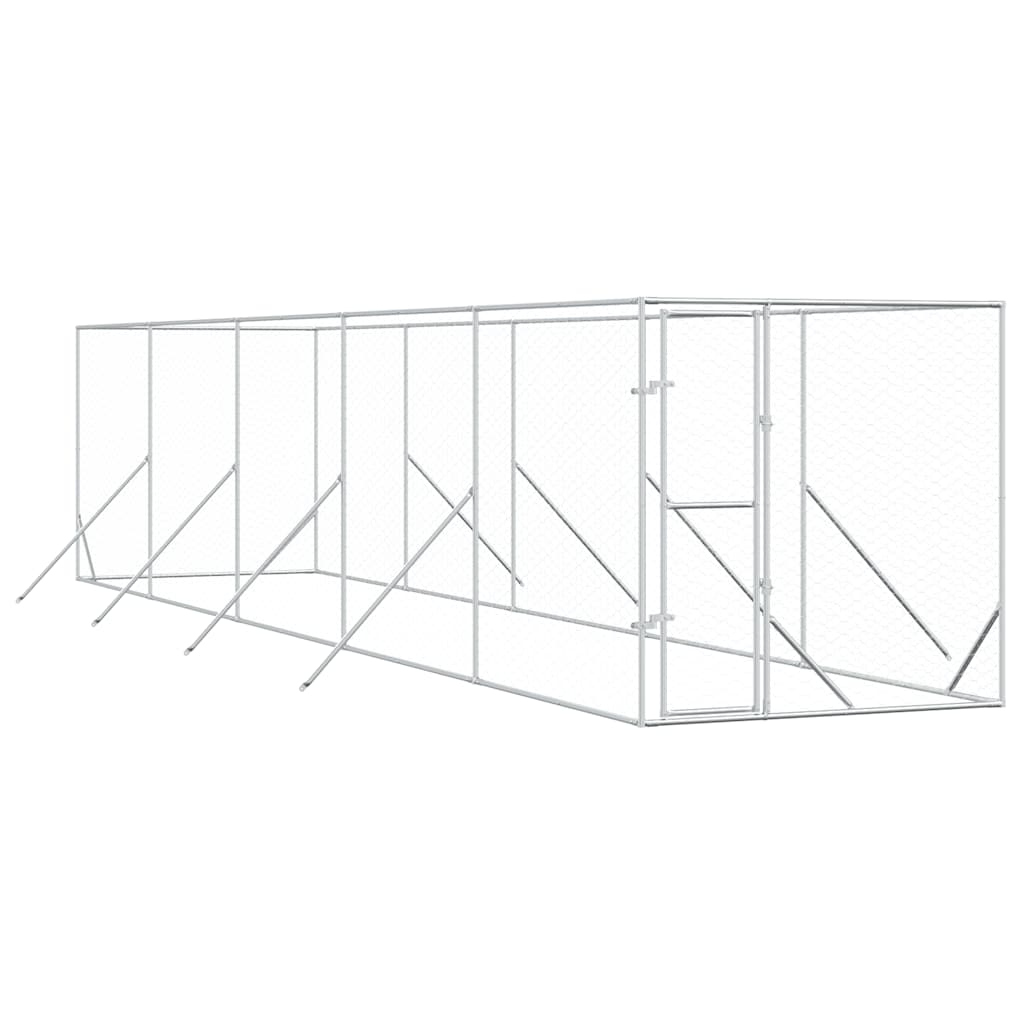 Outdoor Dog Kennel Silver 2x10x2 m Galvanised Steel