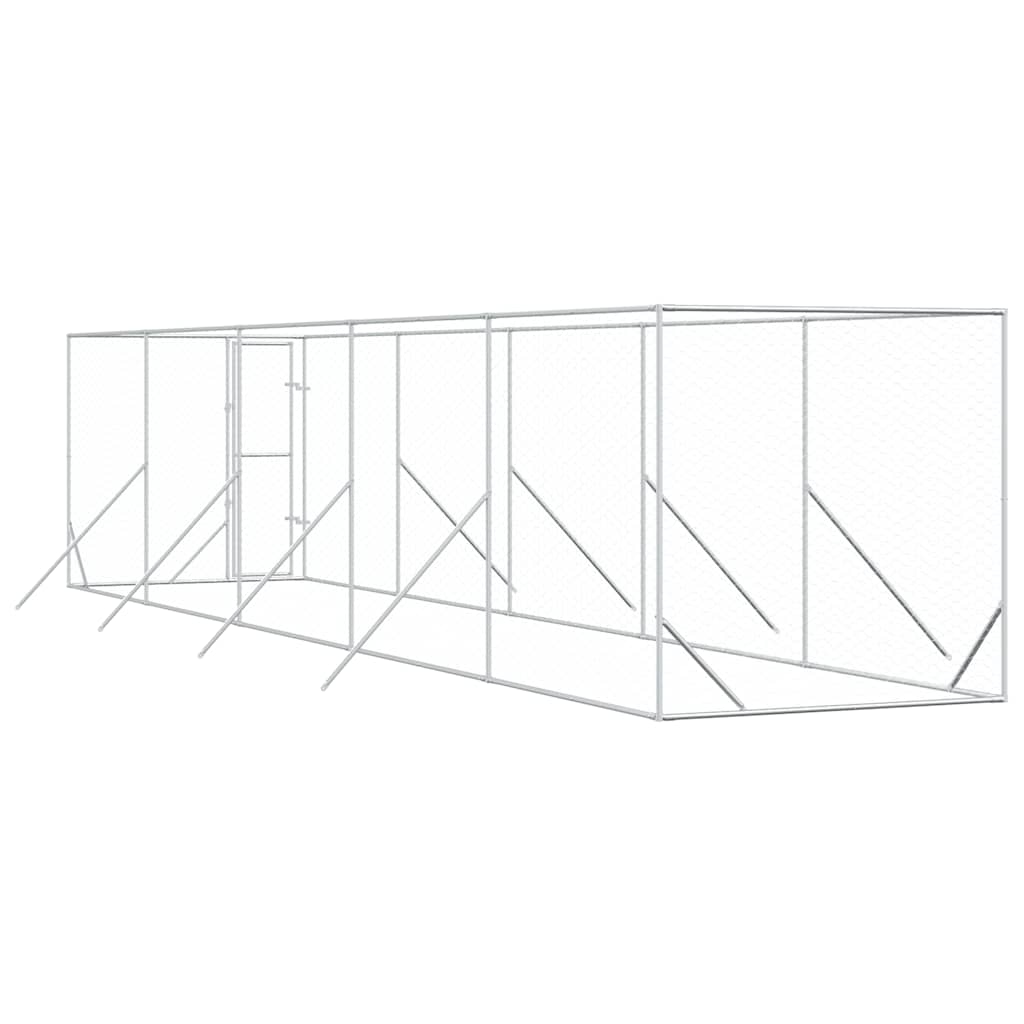 Outdoor Dog Kennel Silver 2x10x2 m Galvanised Steel