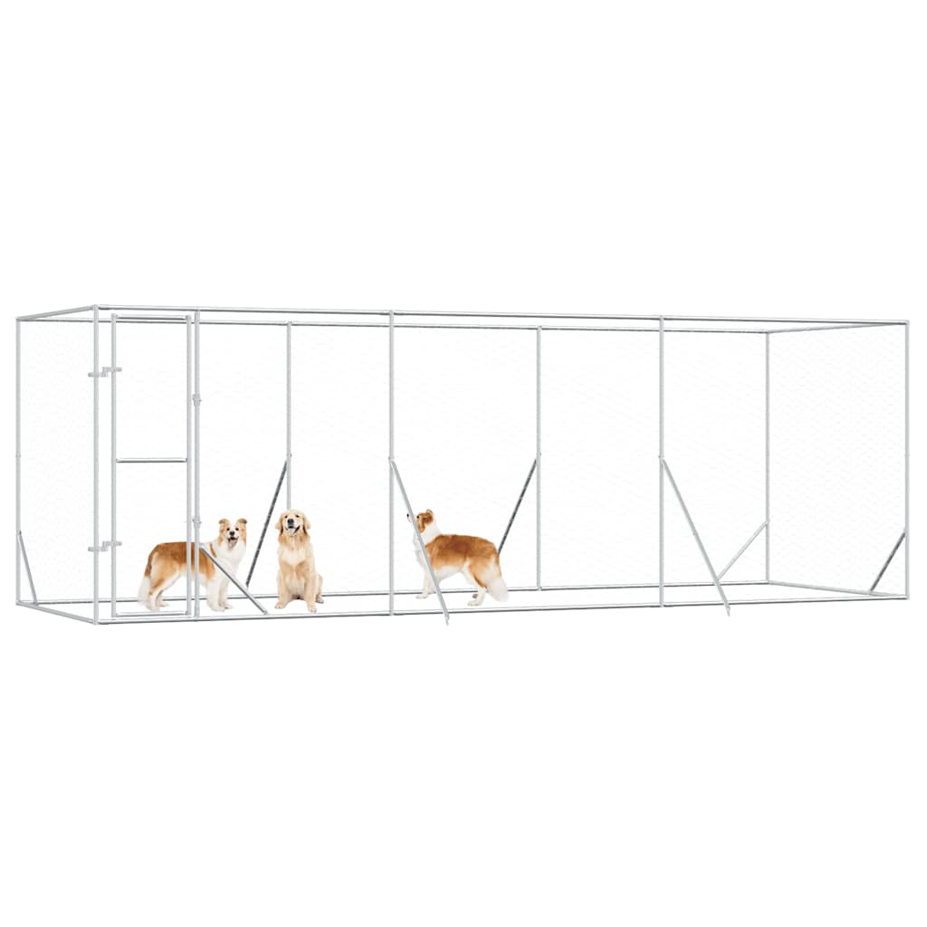 Outdoor Dog Kennel Silver 6x2x2 m Galvanised Steel