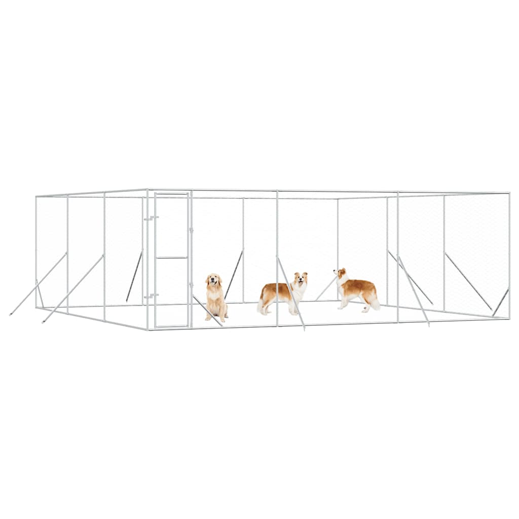 Outdoor Dog Kennel Silver 6x6x2 m Galvanised Steel
