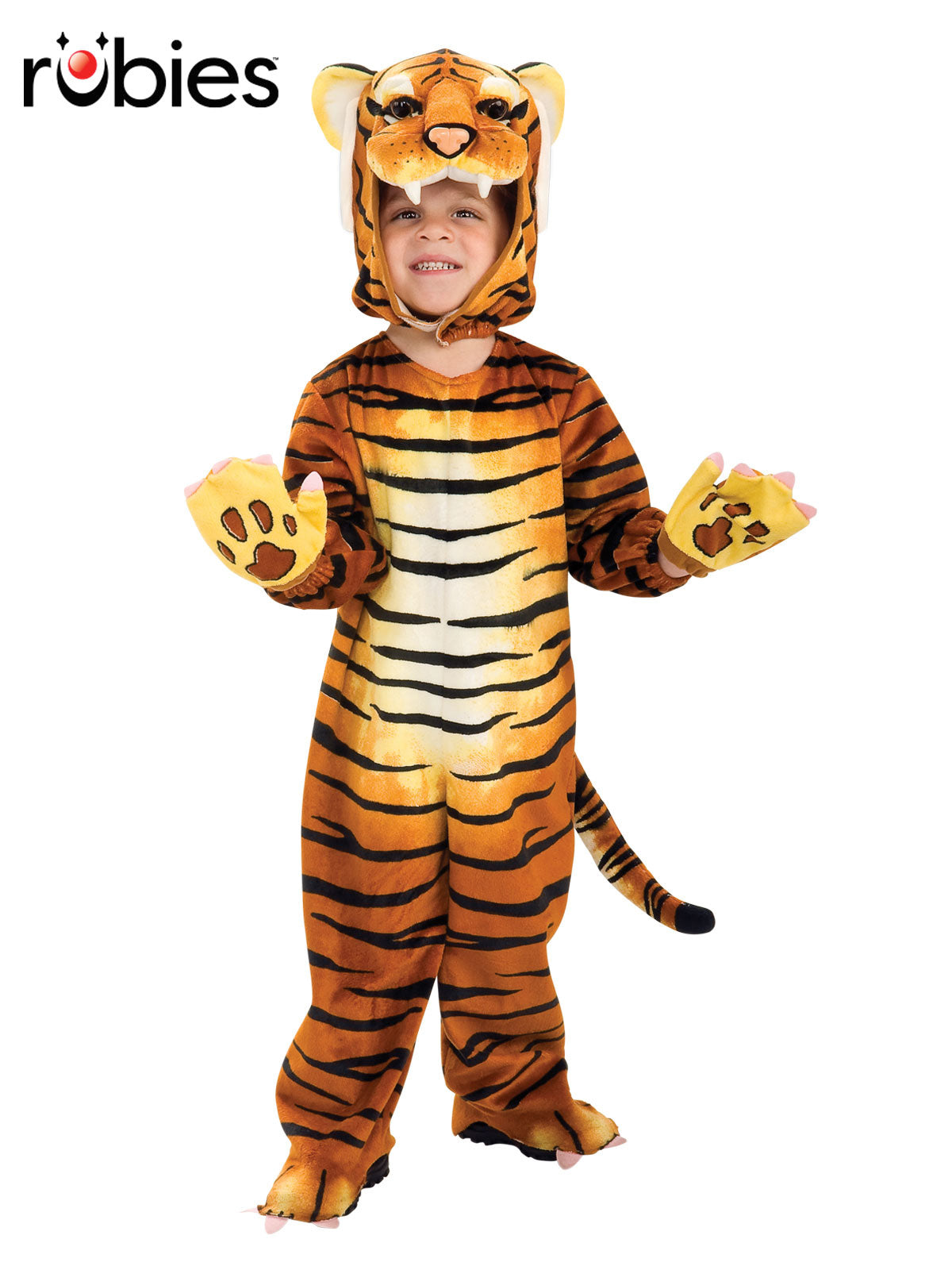 Tiger Costume for Kids Safari Jumpsuit with Tail Headpiece and Mittens
