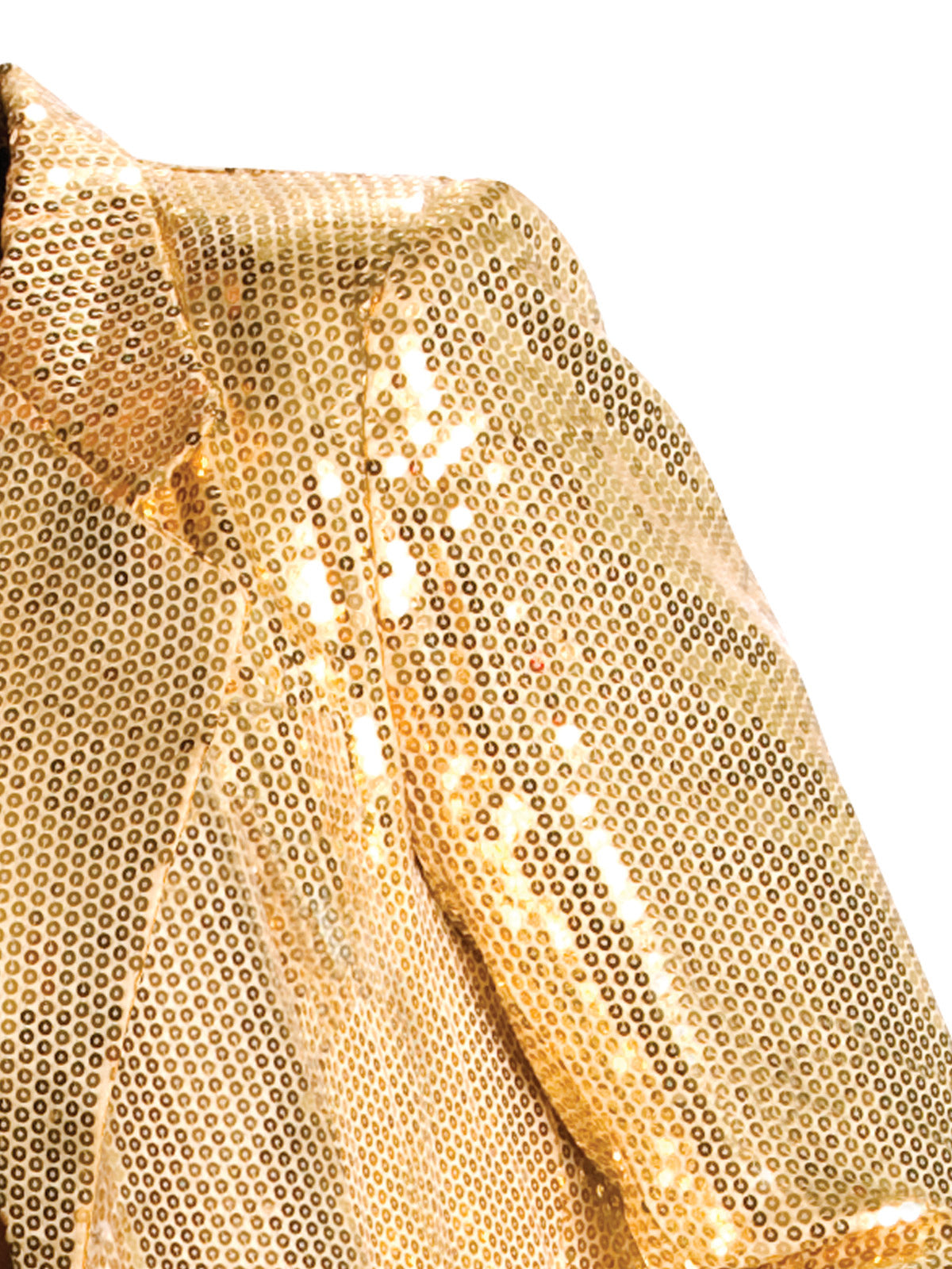 Mens Sequin Disco Jacket Costume Fancy Dress Party Outfit - Gold