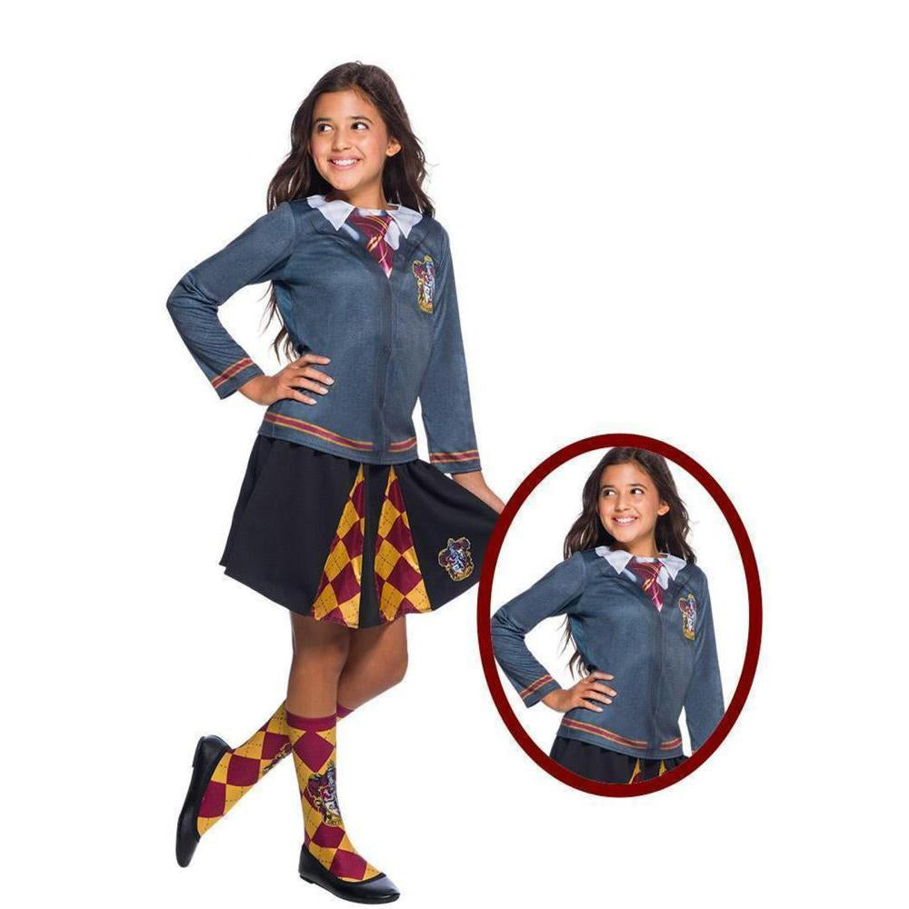 Gryffindor Kids Costume Top with Cardigan Shirt Tie and House Emblem
