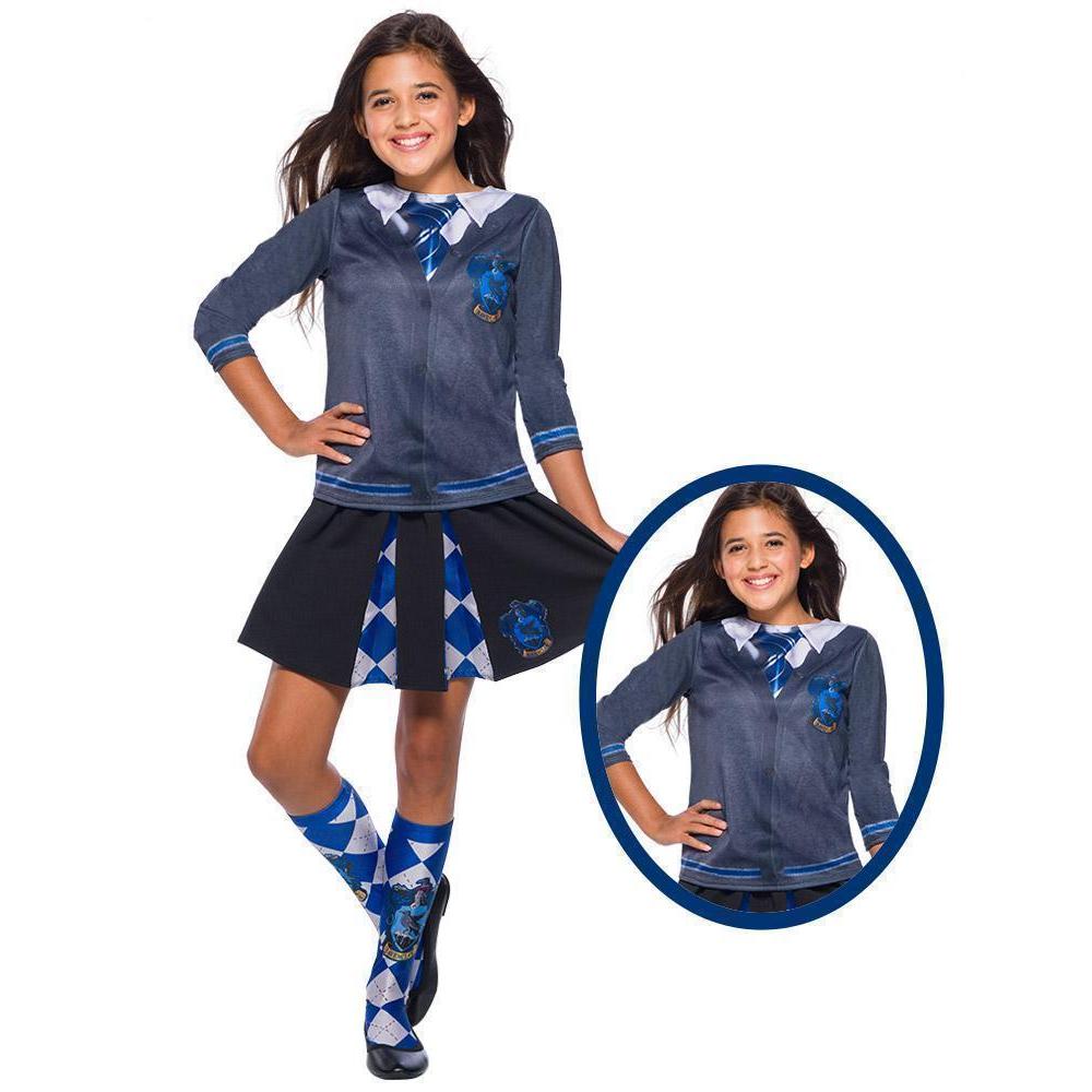 Ravenclaw Costume Top Child Harry Potter Shirt with Tie and Emblem - Blue