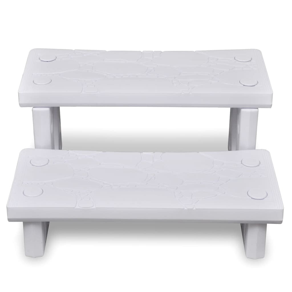 White Spa Steps 70x65x34cm Plastic Non Slip Hot Tub Reversible Tread Stairs