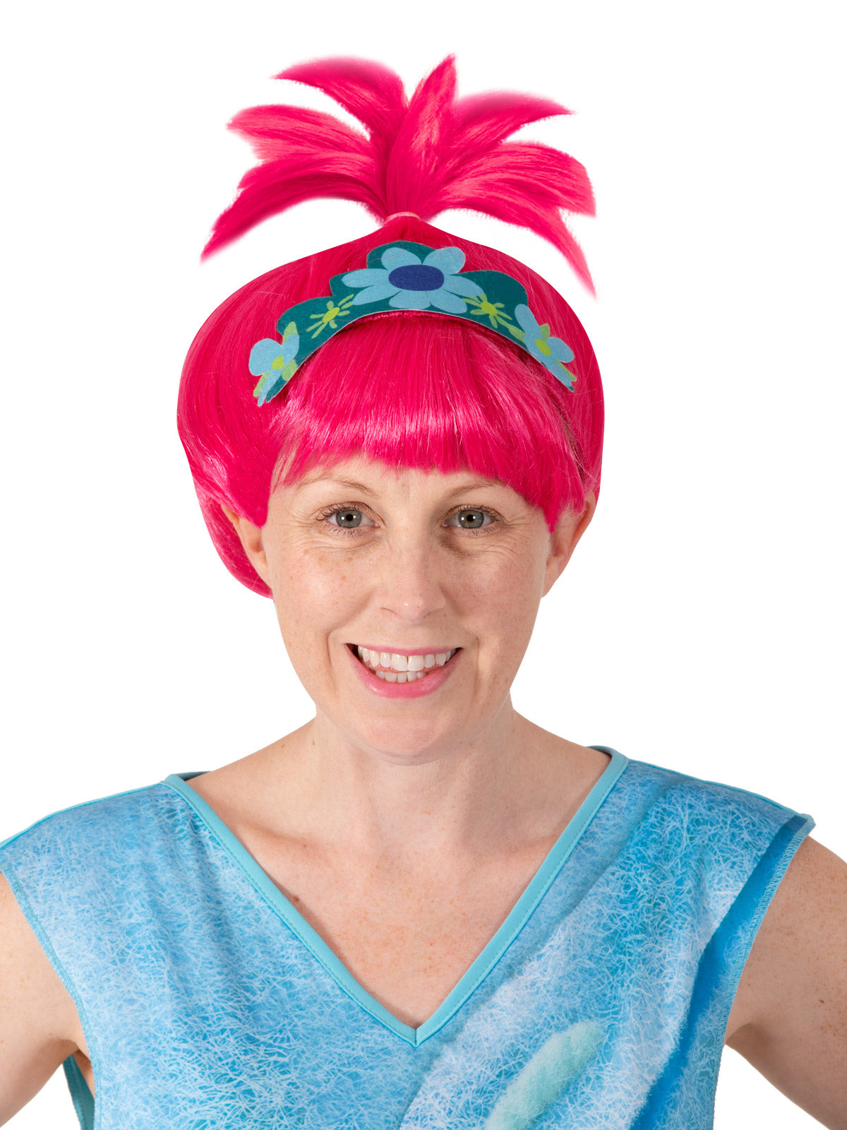 Trolls Poppy Fun Movie Character Costume with Pink Wig and Dress