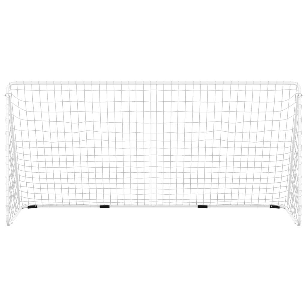 Football Goal with Net White 366x122x182 cm Steel