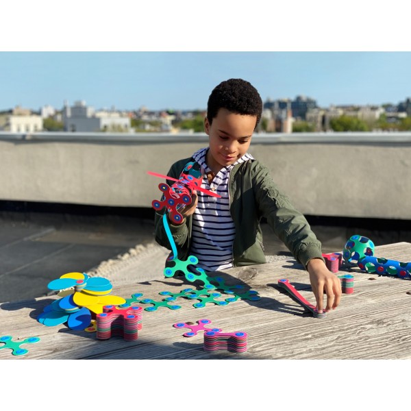 Clixo Rainbow Pack 42 Pieces Magnetic Building Toy for Kids Ages 4+ Creative Play Set