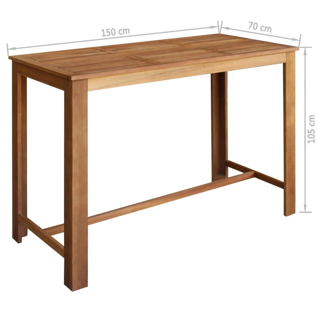 Bar Table and Stool Set 7 Piece Solid Acacia Wood Outdoor Garden Natural