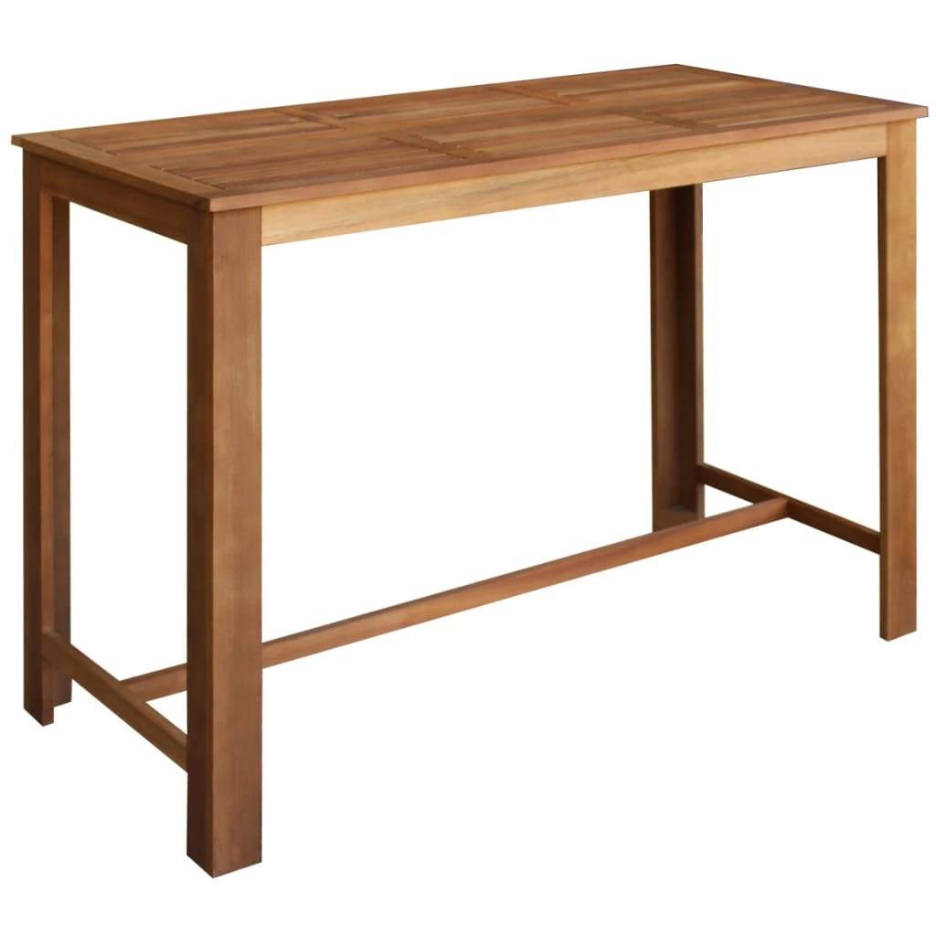Bar Table and Chair Set 7 Piece Solid Acacia Wood Outdoor Garden Natural
