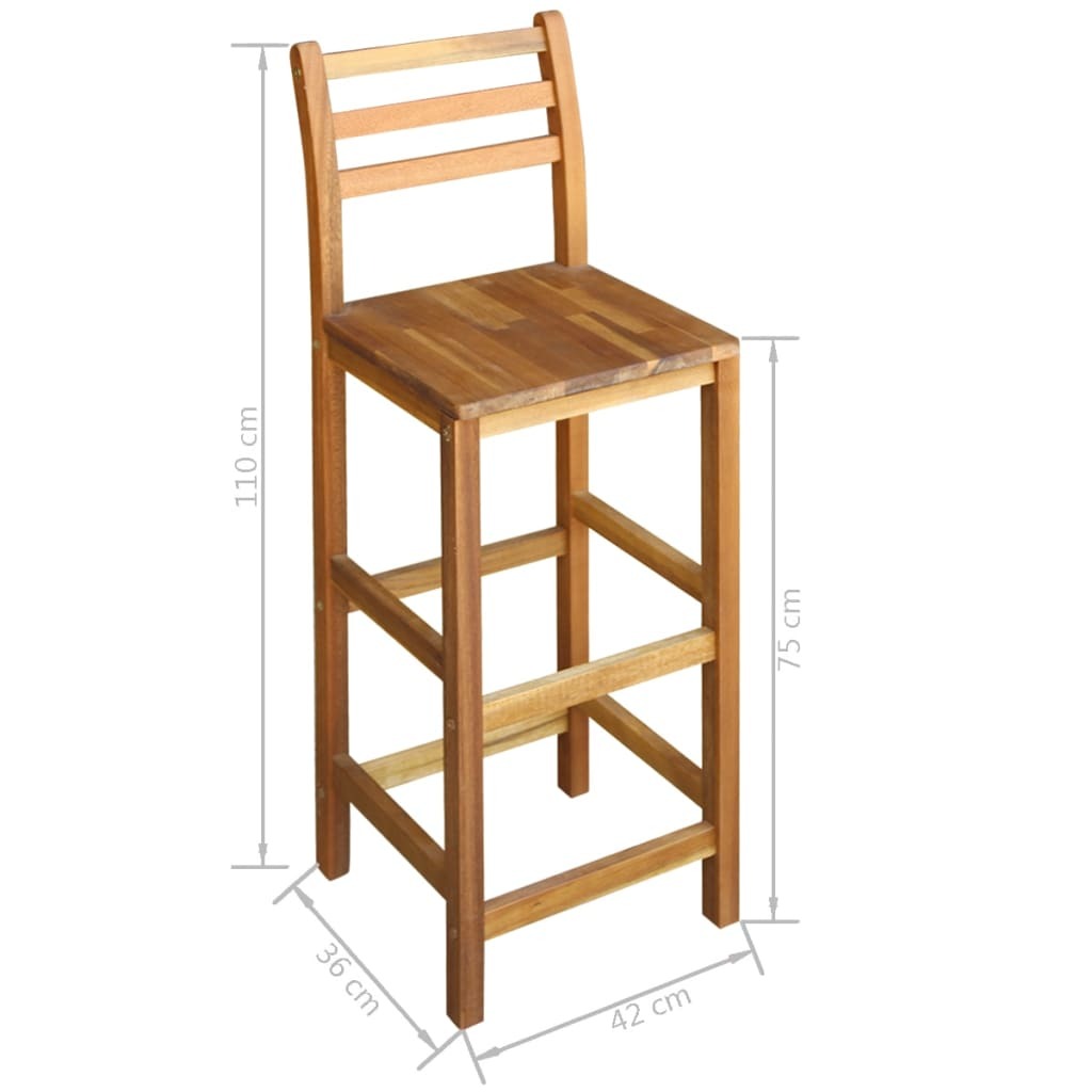 Bar Table and Chair Set 7 Piece Solid Acacia Wood Outdoor Garden Natural