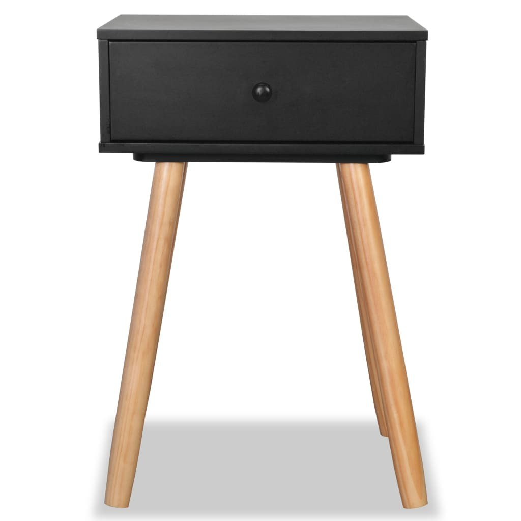 Bedside Tables 2 pcs Solid Pinewood Drawer Nightstand 40x30x61cm Black