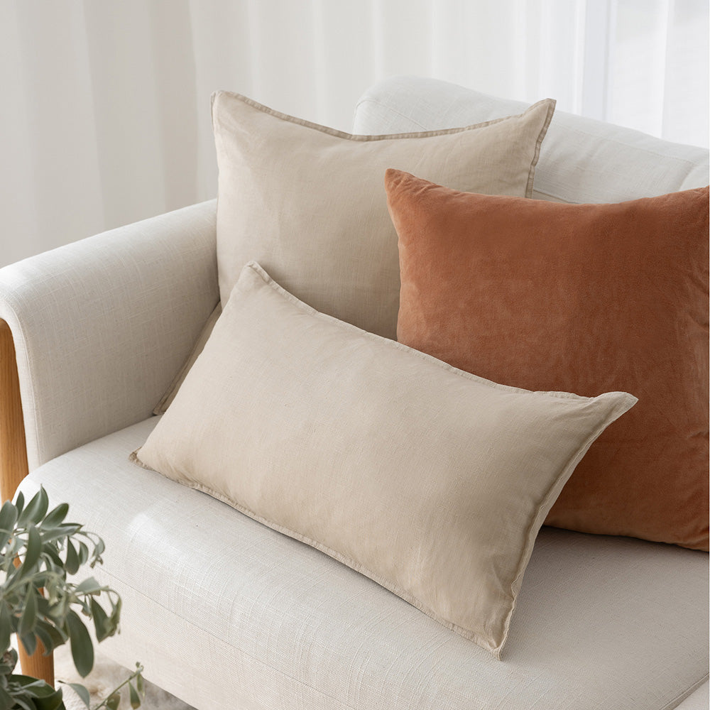 Bambury Linen Rectangle Cushion - Pebble
