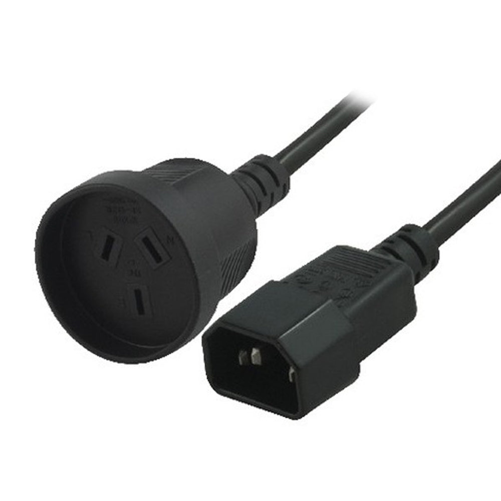 8ware Power Extension Cable 15cm 3 Pin AU Female Socket to IEC C14 Male Plug Short Lead for UPS Equipment Connection