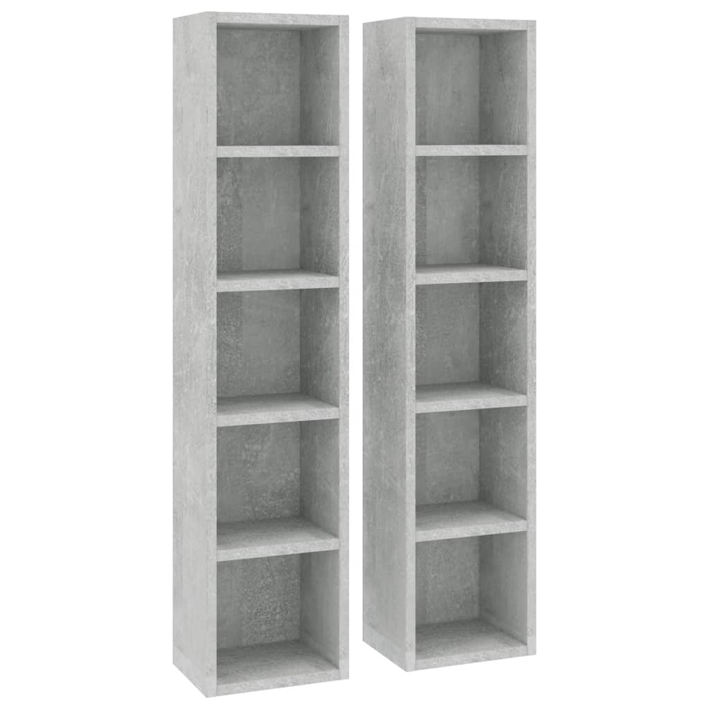 CD Cabinets 2 pcs Engineered Wood 5 Compartment Storage 21x16x93.5cm Grey