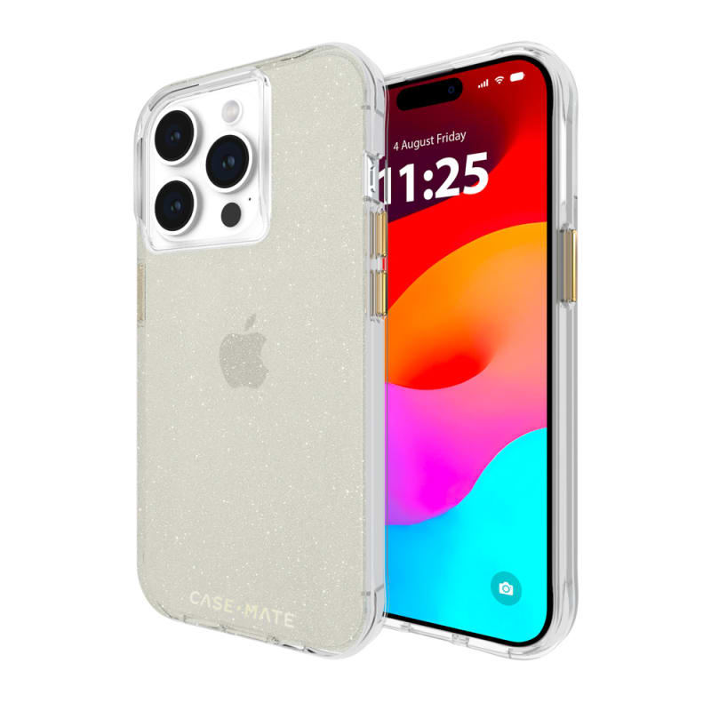 Case-Mate Sheer Crystal Case for iPhone 15 &14 – Clear & Gold