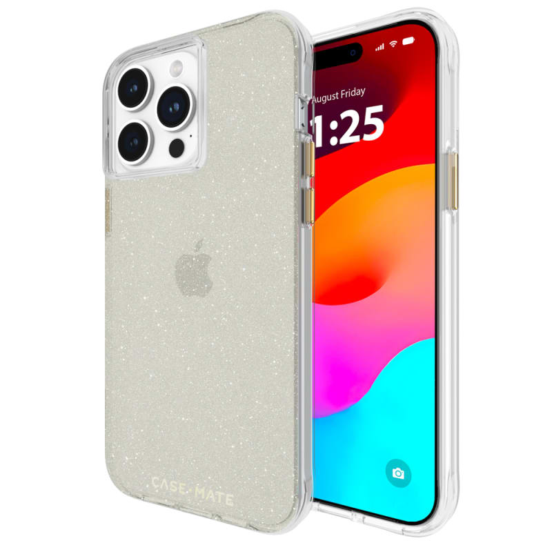 Case-Mate Sheer Crystal Case for iPhone 15 &14 – Clear & Gold