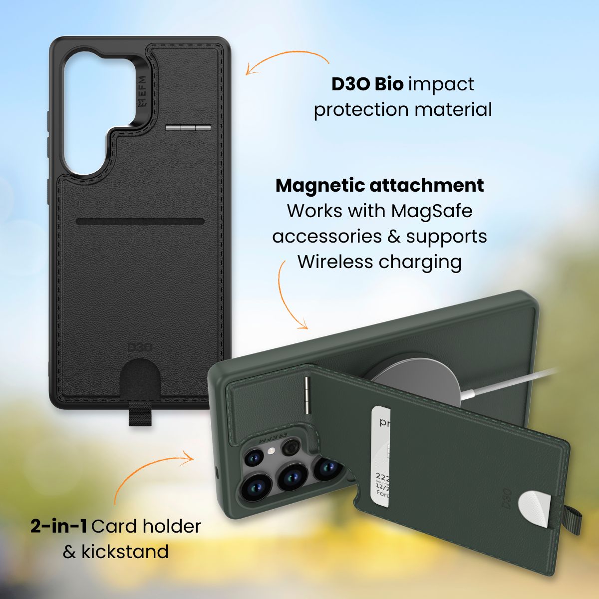 EFM Berlin Wallet Case with D3O Bio for Samsung Galaxy S25 Ultra