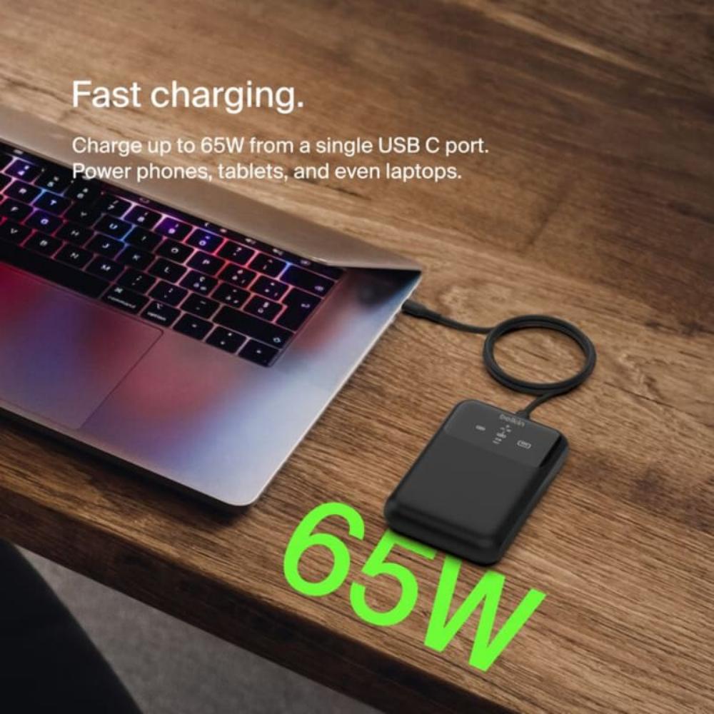 Belkin BoostCharge 65W Pro 3-Port Laptop Power Bank 20K - Black