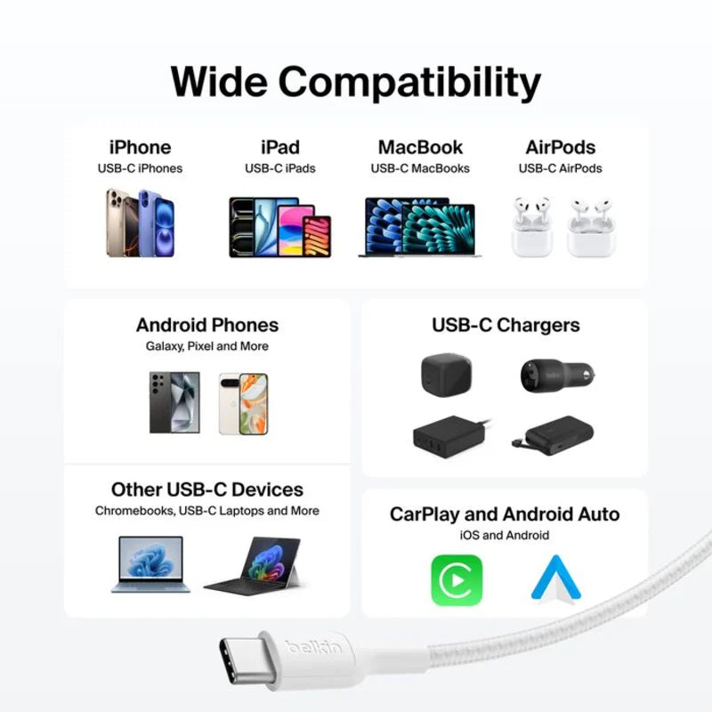 Belkin Boost Charge Pro USB-C to C 240W - 1m Braided Cable