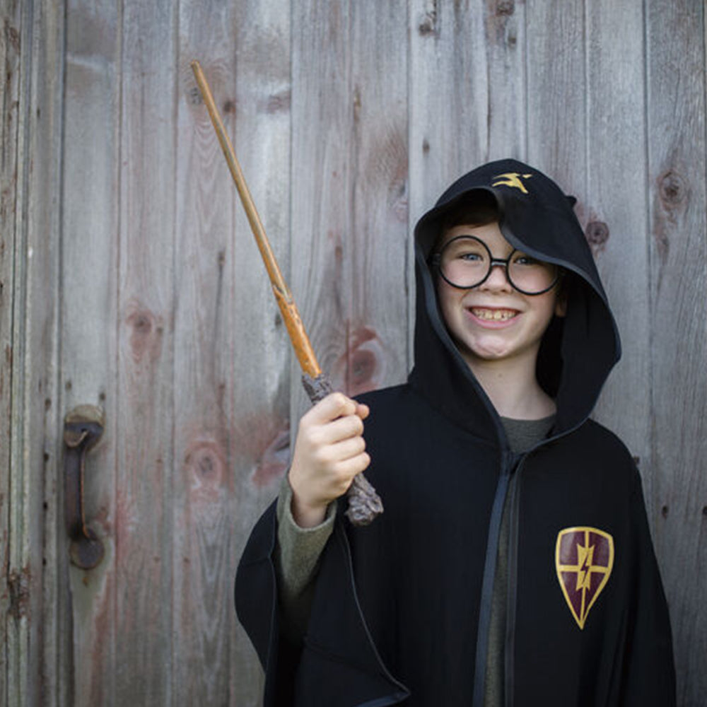 Great Pretenders Wizard Cape and Wand Set Kids Dress Up Roleplay 3+ Years Black