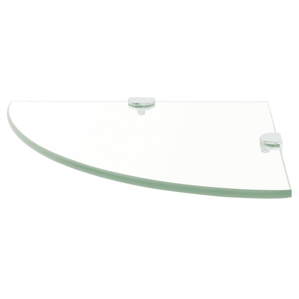 Corner Shelf with Chrome Supports Glass Clear 25x25 cm