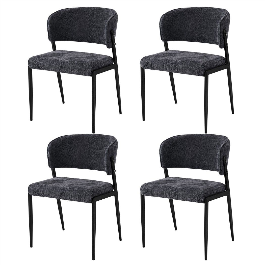 Artiss Dining Chairs Set of 4 Linen Fabric Soft Upholstered Chairs Charcoal