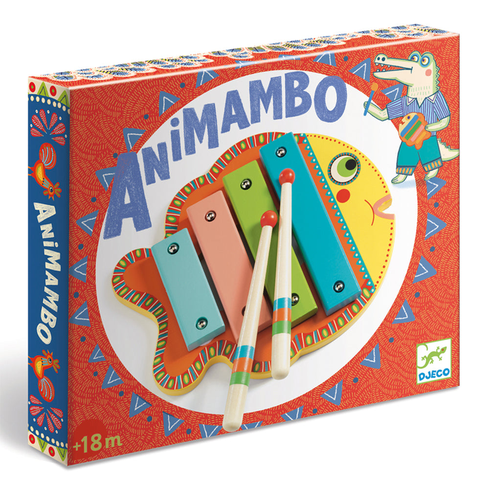 Djeco Animambo Xylophone Fish Shaped Wooden Musical Toy 4 Keys 18 Months+
