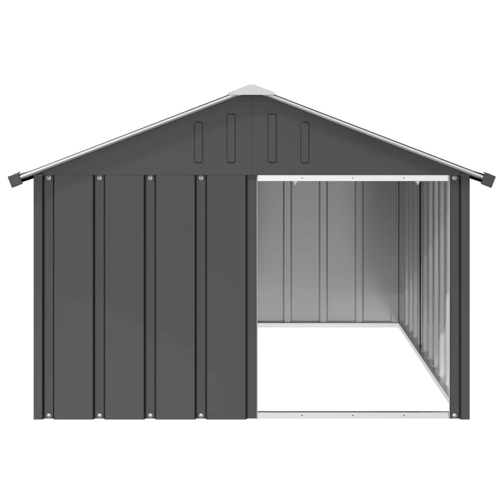 Dog House Galvanised Steel Outdoor Kennel Shelter 116.5x153x81.5cm Anthracite