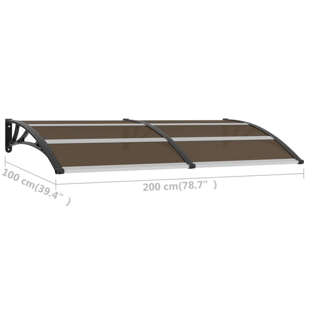 Door Canopy Polycarbonate Rain Cover Awning 200x100cm Weatherproof Black