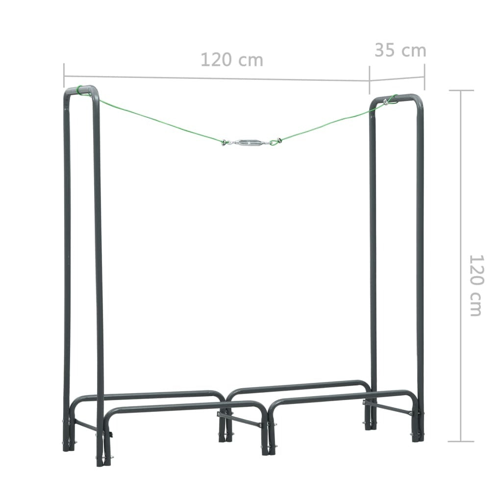 Firewood Rack Steel Log Storage Holder Fireplace 120x35x120cm Anthracite