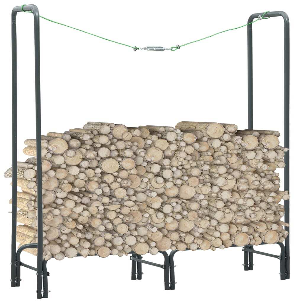 Firewood Rack Steel Log Storage Holder Fireplace 120x35x120cm Anthracite