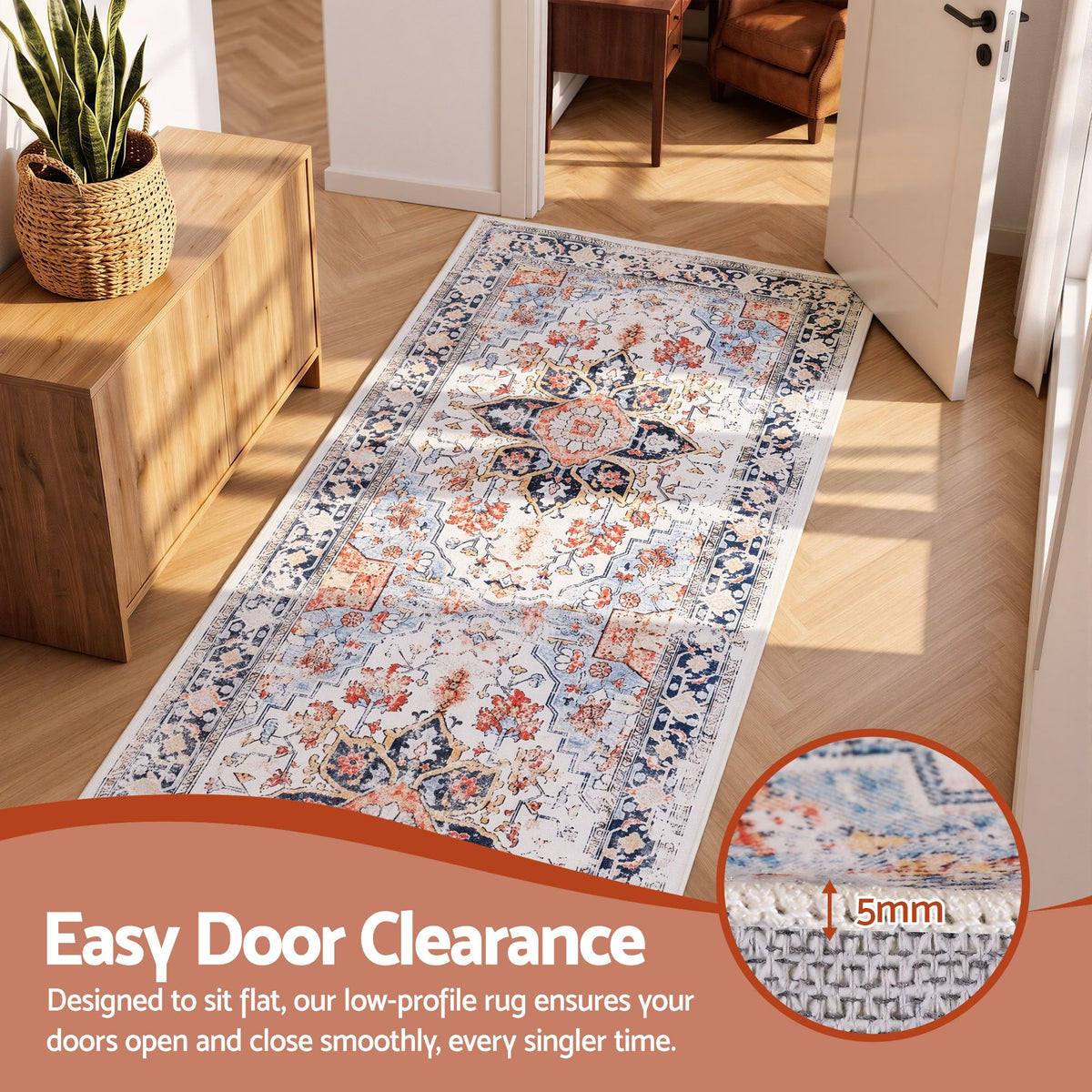 Artiss 60x300cm Runner Rug Living Room Water-Repellent Non-Shedding Blue
