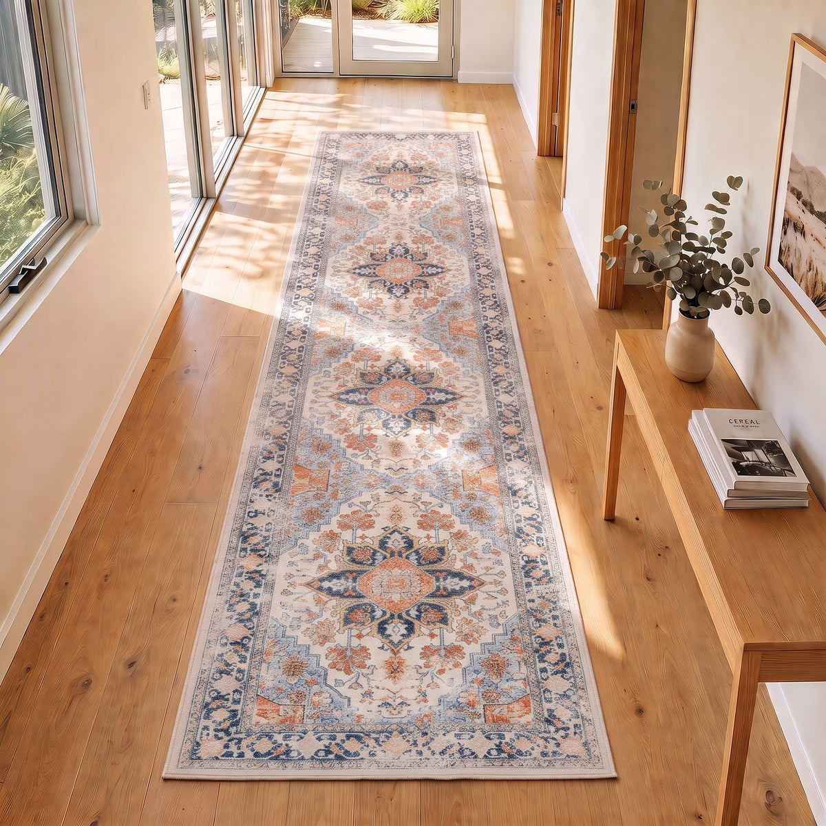 Artiss 60x300cm Runner Rug Living Room Water-Repellent Non-Shedding Blue