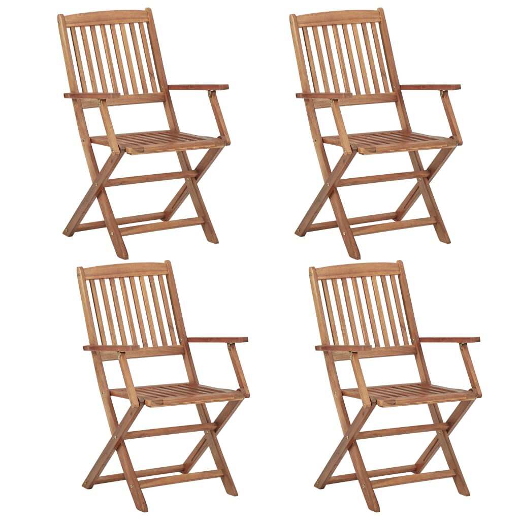 Folding Outdoor Chairs 4 pcs Solid Acacia Wood Weather-Resistant Patio