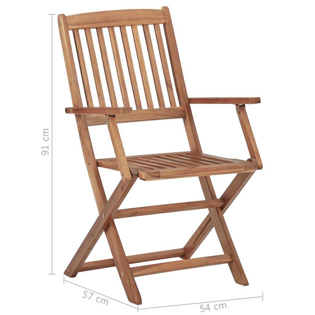 Folding Outdoor Chairs 4 pcs Solid Acacia Wood Weather-Resistant Patio