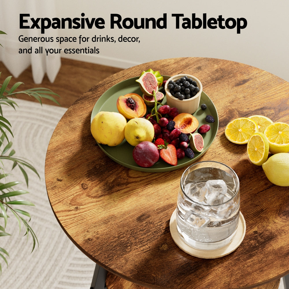 Artiss Industrial Bar Table with 2-Tier Organizer Weather-Resistant MDF Top Steel Frame