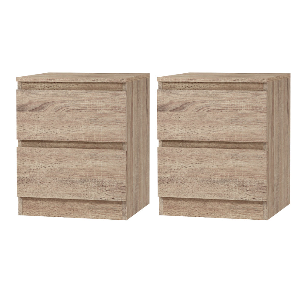 Artiss 2x Bedside Table 2 Drawers - PEPE Oak