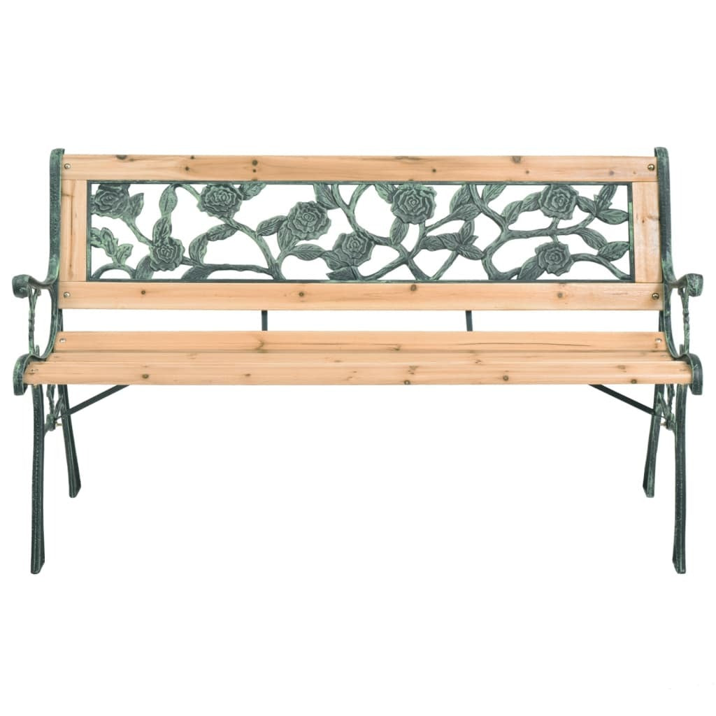 Garden Bench 122cm Wood Wrought Iron Frame Decorative Outdoor Patio Brown