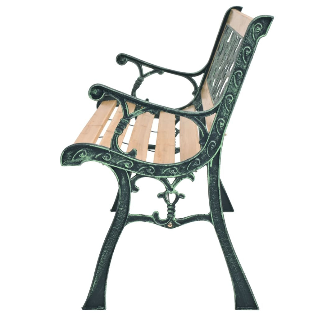 Garden Bench 122cm Wood Wrought Iron Frame Decorative Outdoor Patio Brown