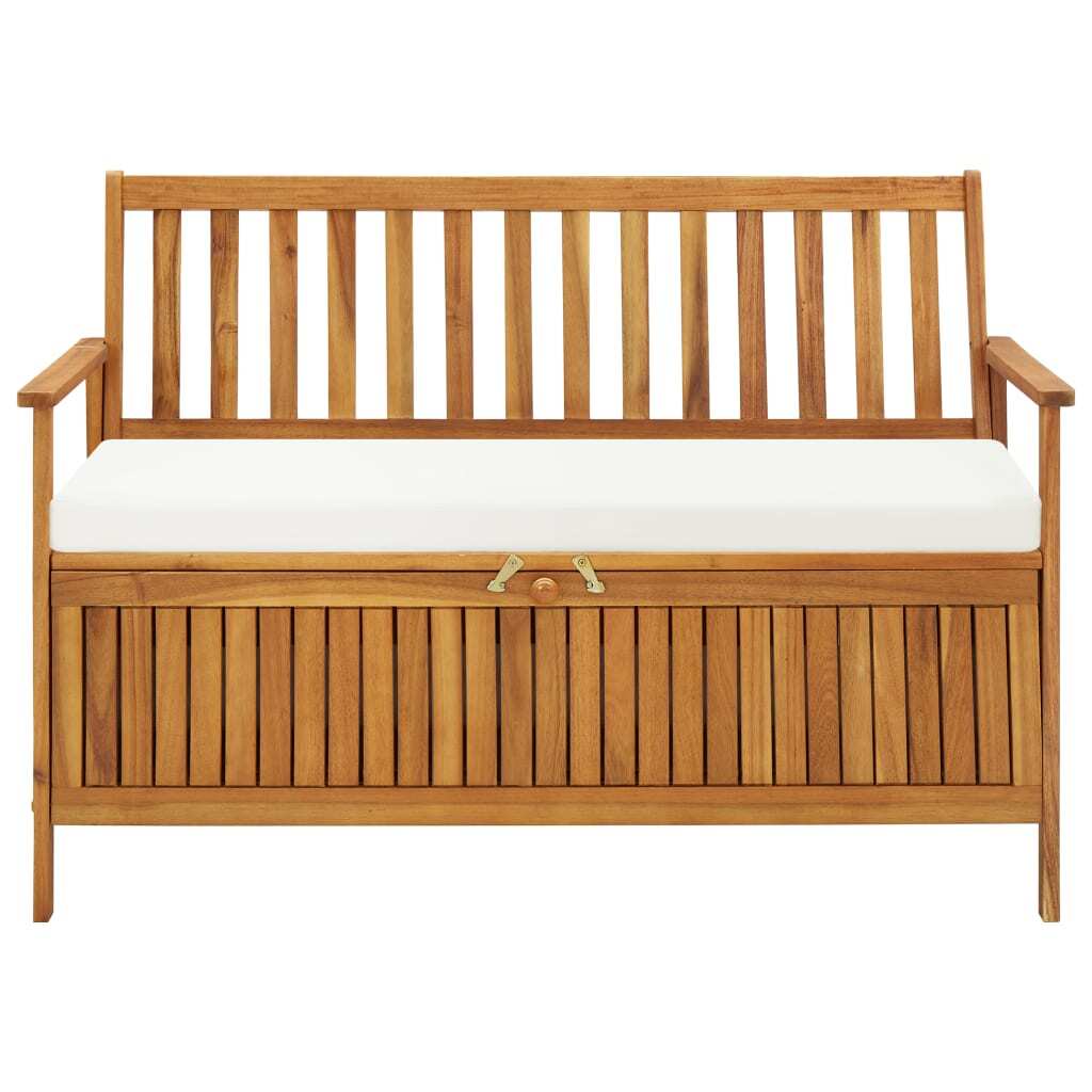 Garden Storage Bench Solid Acacia Wood Outdoor Seat Box Deck Storage Natural