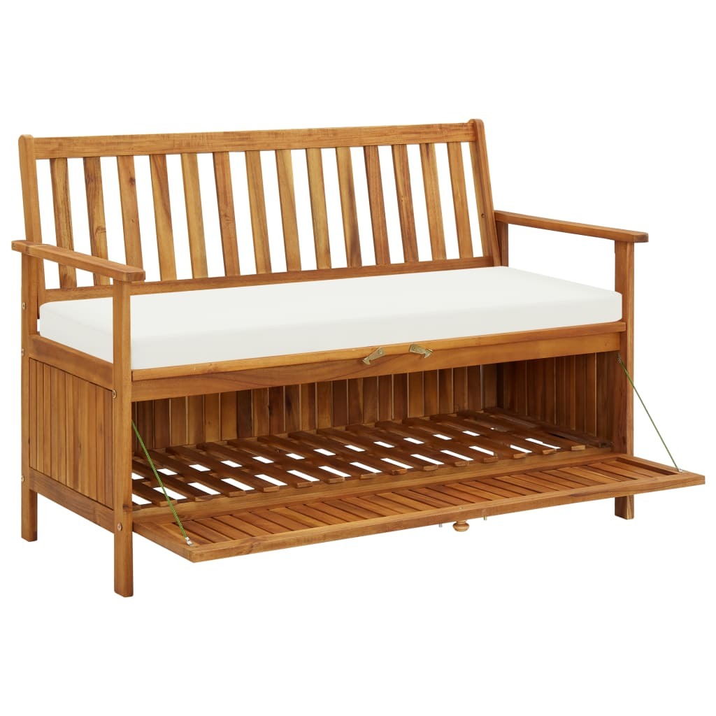 Garden Storage Bench Solid Acacia Wood Outdoor Seat Box Deck Storage Natural