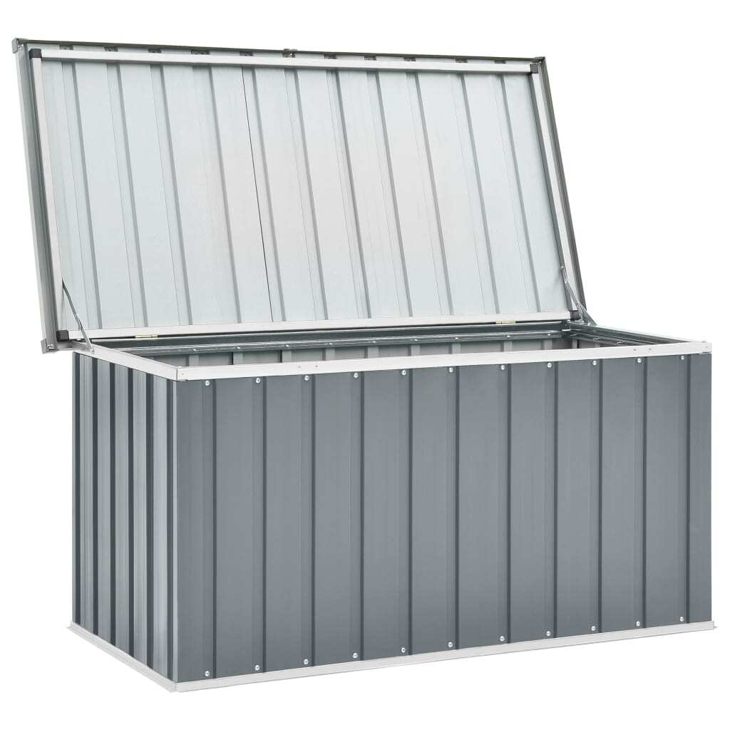 Garden Storage Box Galvanised Steel Outdoor Chest 129x67x65cm Grey