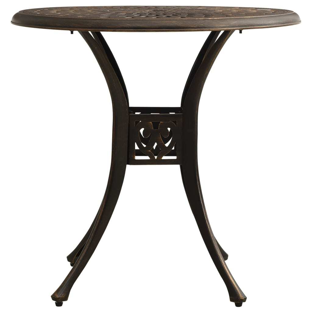 Garden Table Cast Aluminium Umbrella Hole Outdoor Patio 78x78x72cm Bronze