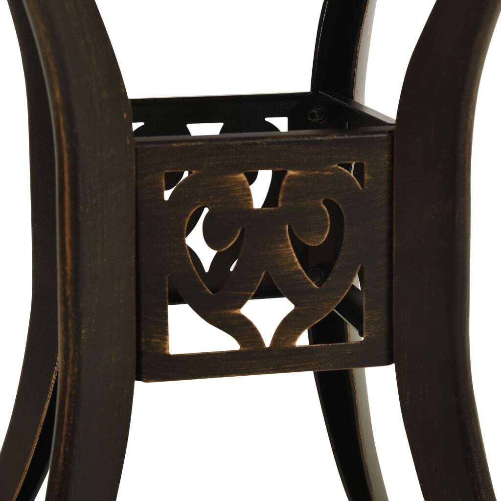 Garden Table Cast Aluminium Umbrella Hole Outdoor Patio 78x78x72cm Bronze