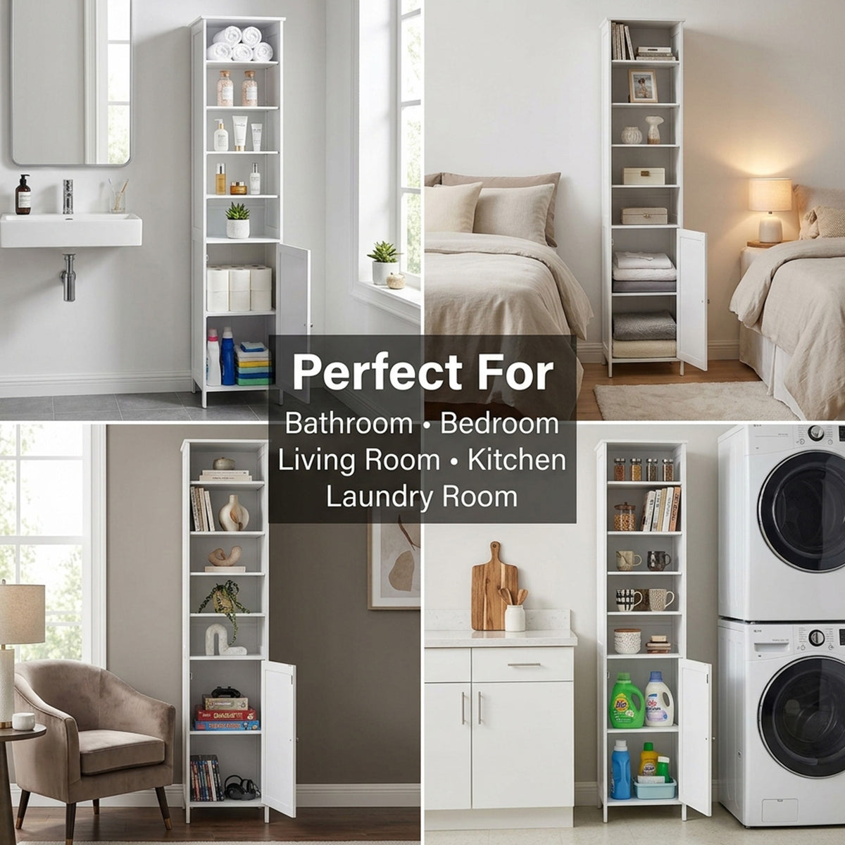 Bathroom Storage Cabinet 5 Open Shelves Furniture Organiser Home