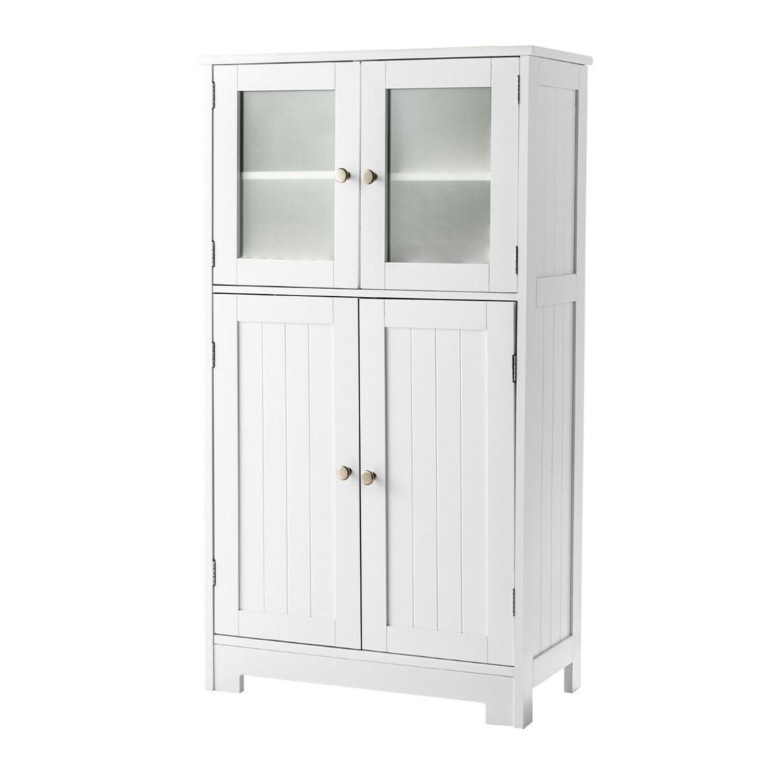 Bathroom Storage Cabinet Tempered Glass Doors Adjustable Shelf Furniture Home